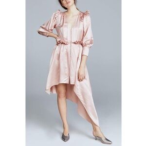 NWT Magda Butrym Tarragona Dress Ruffled Silk Satin Button Front Sz 36